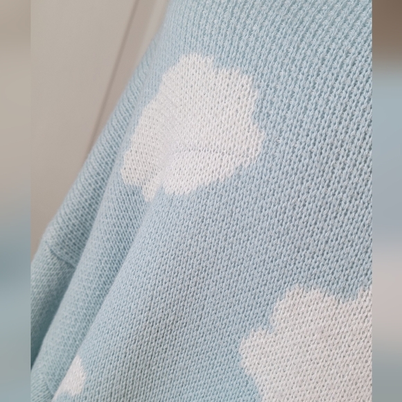 Care Bears by Hot Topic Cozy Grandpa Cardigan Womens L Sky Blue Clouds Whimsical - Picture 9 of 14